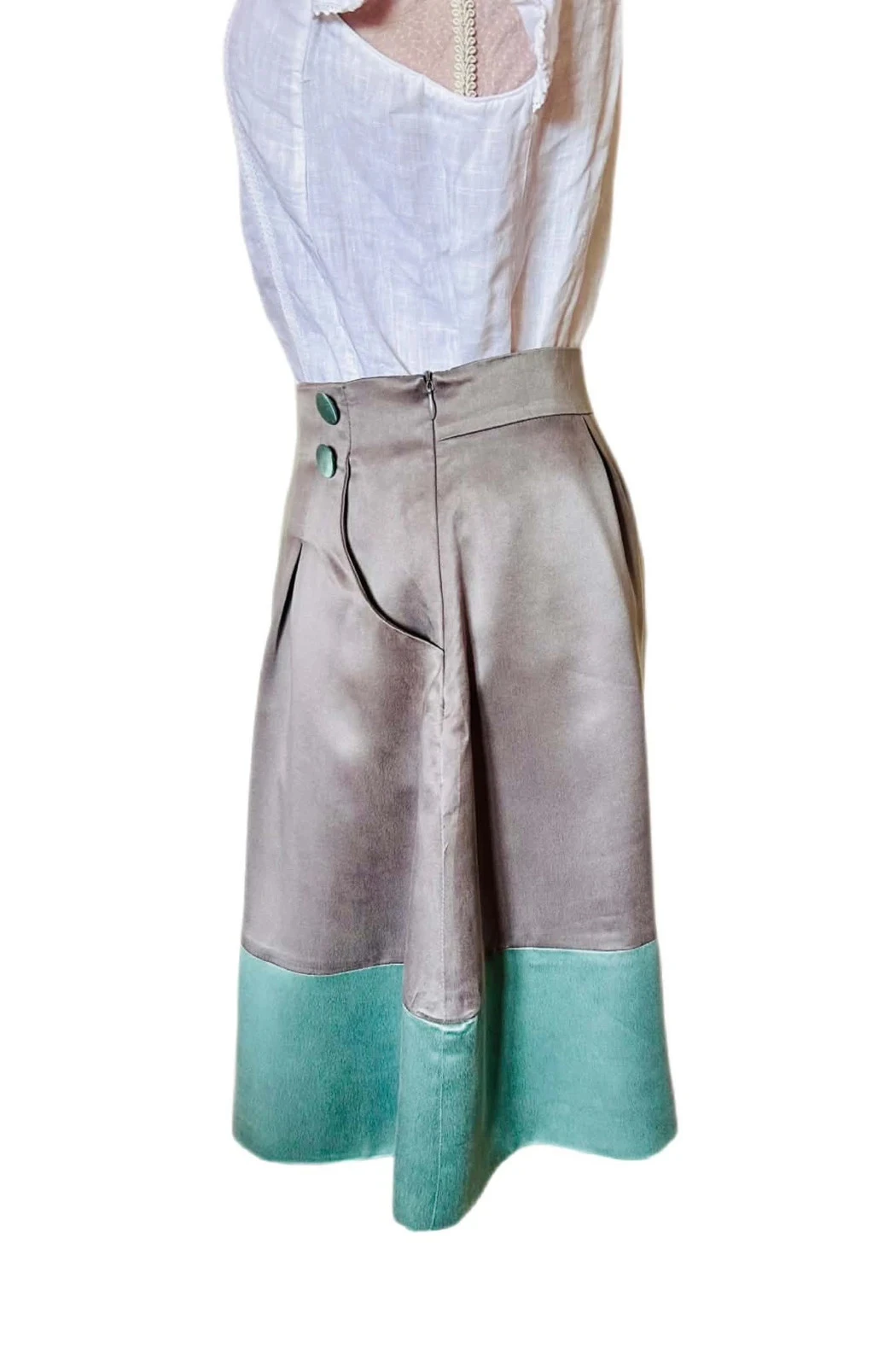 🩵🍃Saia 100% seda cottagecore romântica schabby chic vintage quiet luxury silk skirt 36/38🍃🩵 – photo 9